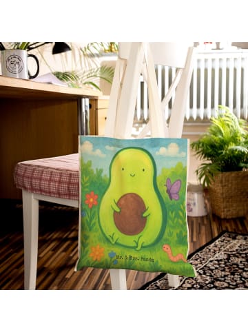 Mr. & Mrs. Panda Einkaufstasche Avocado Kern Design ohne Spruch in Weiß