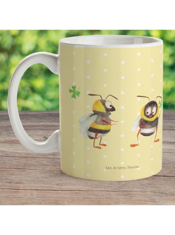 Mr. & Mrs. Panda Plastikbecher Hummeln Kleeblatt ohne Spruch in Gelb Pastell