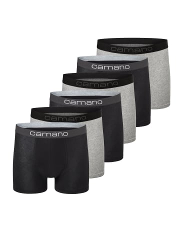 camano Boxershorts Unterhosen Herren elastischer Gummibund ohne Einschneiden Baumwolle Stretch hautfreundlich Atmungsaktiv 6er Pack comfort in Schwarz mix