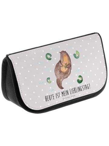 Mr. & Mrs. Panda Kosmetik-Organizer Otter Seerose mit Spruch in Grau Pastell