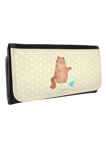 Mr. & Mrs. Panda Portemonnaie für Damen Katze Wasserglas ohne Sp... in Gelb Pastell