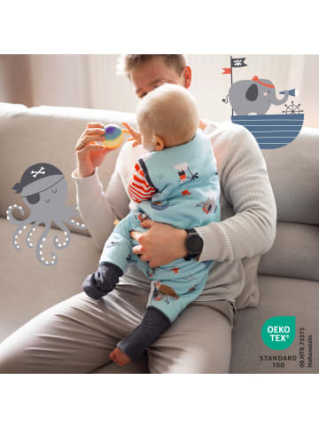 Schlummersack Schlafsack mit Füßen und umklappbaren Bündchen, 2.5 TOG in Hellblau-Rot