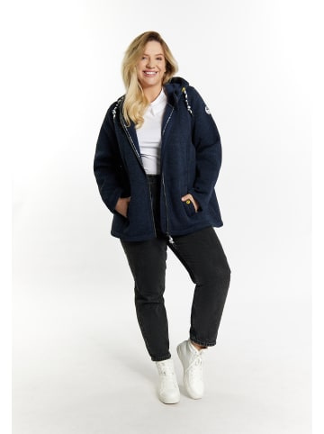 Schmuddelwedda Damen Strickfleecejacke in Marine Melange