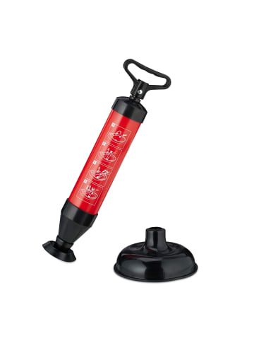 relaxdays Abflussreiniger Pumpe in Schwarz/ Rot