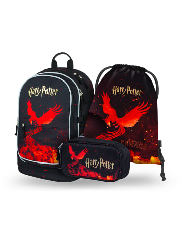 BAAGL 3-tlg. Set: Schulrucksack Core in Schwarz Harry Potter Phönix