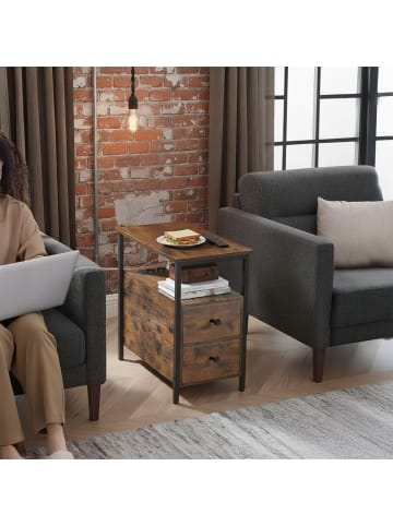 relaxdays Beistelltisch in Braun/ Schwarz - (B)35 x (H)61 x (T)60 cm