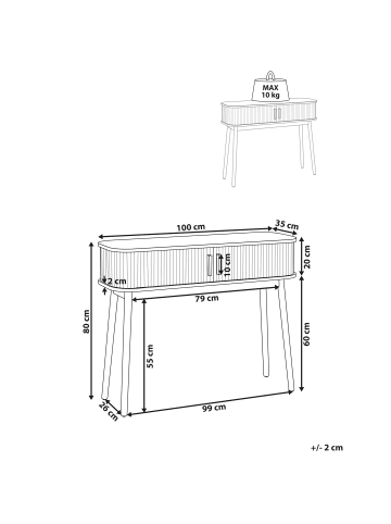 Beliani Konsolentisch SELAH in Braun - (W) 100 x (H) 80 x (L) 35 cm