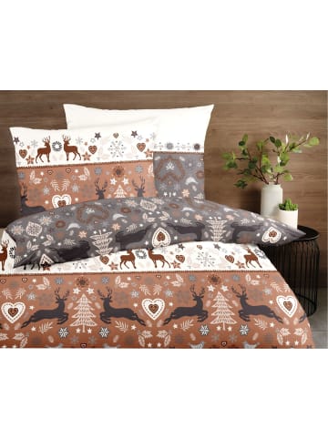 JACK 2 tlg. Edelbiber Bettwäsche Hirsch in Braun