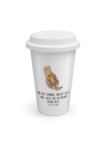 Mr. & Mrs. Panda To Go Becher Otter Kind mit Spruch in Weiß