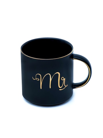 Intirilife Kaffeetasse 300 ml Teetasse Geschenk Hochzeit in Schwarz - Aufschrift Mr.
