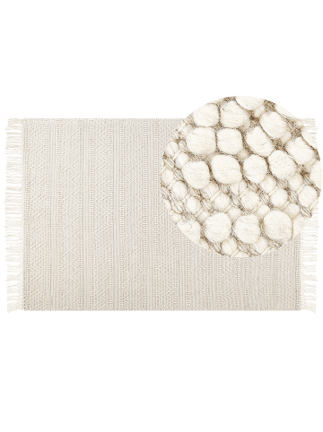 Beliani Geflochtener Teppich PERTEK in Beige - (W) 160 x (L) 230 cm