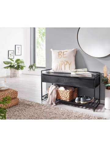 FineBuy Sitzbänk in Schwarz / Mango / 90x38x52