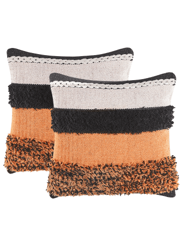 Beliani 2er-Set Dekokissen MIHALGAZI in Bunt/Schwarz/Beige