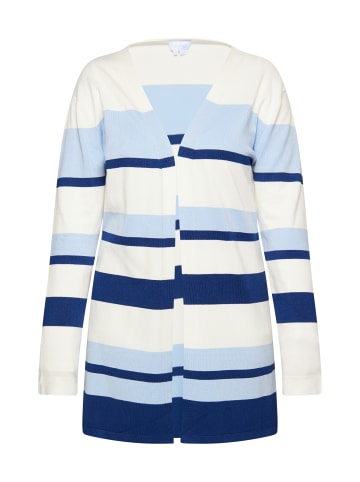 usha BLUE LABEL Damen Strick Cardigan in Weiss Blau Marine