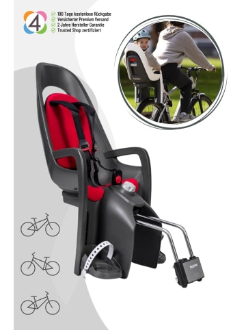 Hamax Hamax Caress Fahrradkindersitz mit Rahmenbefestigung- Farbe: Grau / Rot