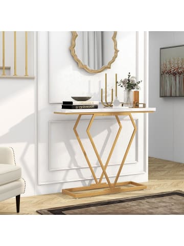 COSTWAY Eingangstisch schmal 100 x 29,5 x 80 cm in Gold