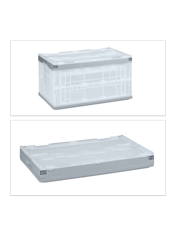 relaxdays 2x Klappbox in Grau - (B)59,5 x (H)31,5 x (T)39,5 cm