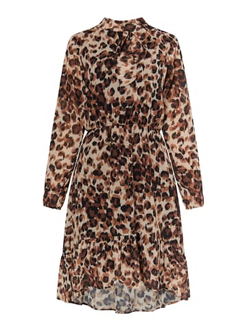 faina Kleid Mit Leoprint in Beige Leo