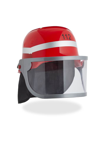 relaxdays 12x Kinder Feuerwehrhelm in Rot