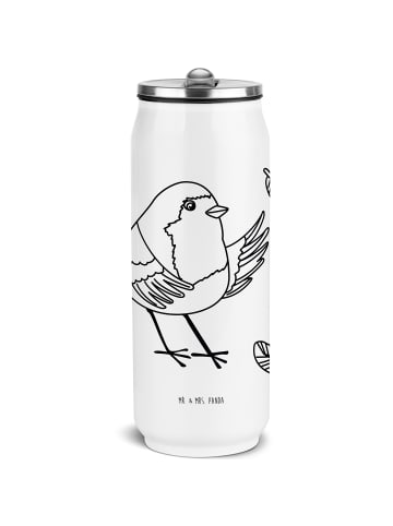 Mr. & Mrs. Panda Trinkflasche Edelstahl Rotkehlchen Federn ohne ... in Weiß