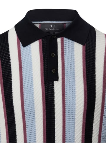 Nils Sundström Strick-Poloshirt in marine mehrfarbig