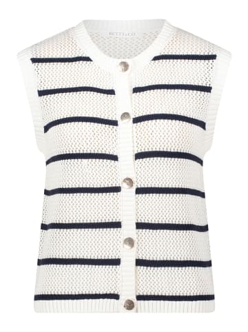 BETTY & CO Strickweste mit Lochmuster in Weiß/Dunkelblau
