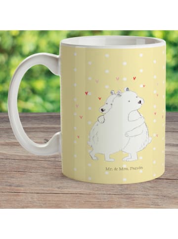 Mr. & Mrs. Panda Plastikbecher Eisbär Umarmen ohne Spruch in Gelb Pastell