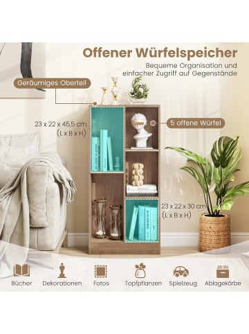 COSTWAY Bücherregal mit 5 Fächern in Hellbraun