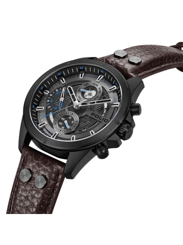 Police Chronograph-Armbanduhr Police Malawi dunkelbraun extra groß (ca. 45x53mm)