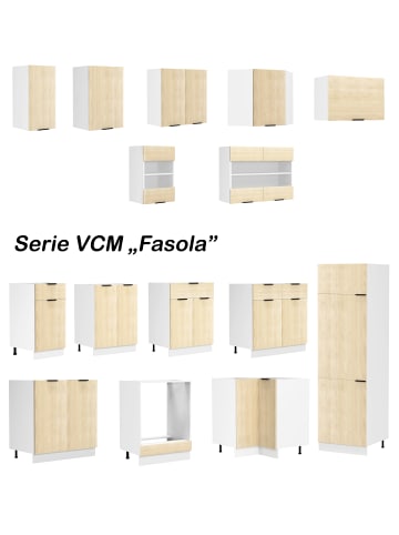 VCM  Küchenschrank B60 cm Unterschrank Schublade Fasola in Weiß / Honig-Eiche