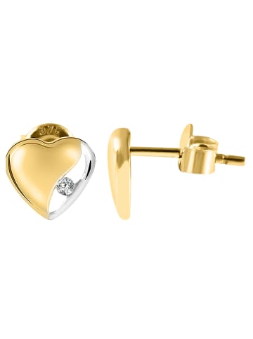 Adeliás Damen Ohrringe – Ohrstecker aus 375 Gold mit Zirkonia in weiß