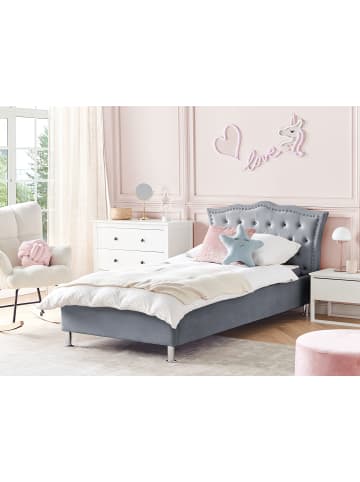 Beliani Einzelbett METZ in Grau/Silber - (W) 126 x (H) 102 x (L) 217 cm