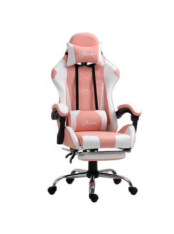 Vinsetto Gaming-Stuhl-64B x 67T x 119-127H cm-Rosa+Weiß
