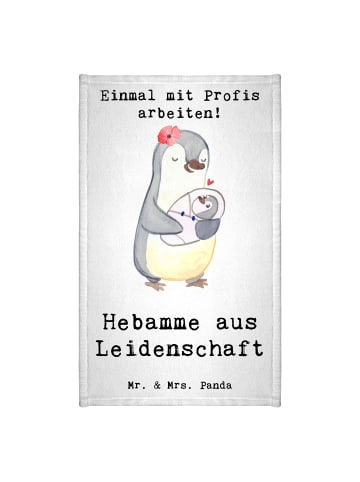 Mr. & Mrs. Panda Handtuch Hebamme Leidenschaft mit Spruch in Weiß