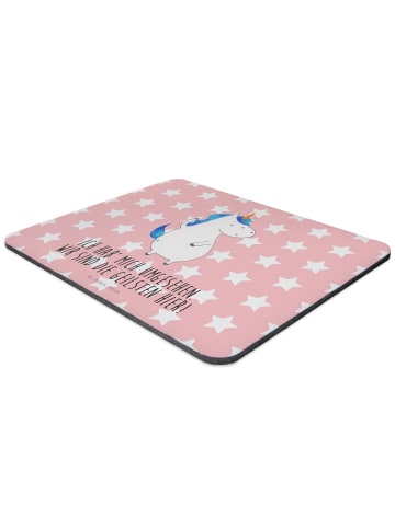 Mr. & Mrs. Panda Mauspad Einhorn Mann mit Spruch in Rot Pastell