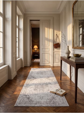 KADIMA DESIGN Teppich Kurzflor waschbar VERNANTE orientalisch Schlafzimmer in Beige-Grau