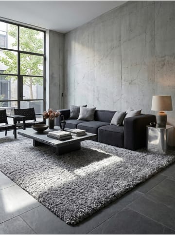 KADIMA DESIGN Teppich Hochflor Shaggy Waschbar Einfarbig RHEIN Strapazierfähig in Hellgrau