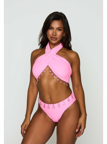 Moda Minx Bikinihose Hera Fixed Droplet High Waist Bikini Bottom in pink