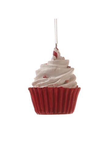 MARELIDA Baumschmuck Muffin Cupcake Anhänger in weiß, rot