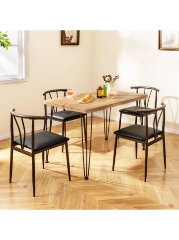 COSTWAY 5 tlg Esszimmertisch Set in Braun