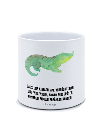 Mr. & Mrs. Panda Übertopf Krokodil mit Spruch in Weiß