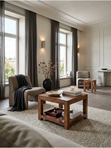 KADIMA DESIGN Couchtisch Massivholz | Landhausstil, Ablagefach, Pflegeleicht in Braun