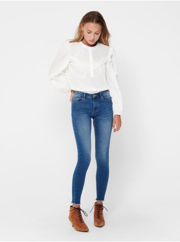 JACQUELINE de YONG Skinny Fit Jeans Ankle Cut JDYSONJA Stretch Hose mit Fransen in Blau