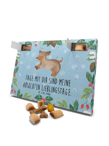 Mr. & Mrs. Panda Hunde Adventskalender Hund Dackel mit Spruch in Eisblau