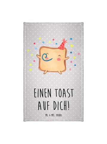 Mr. & Mrs. Panda Handtuch Toast Party mit Spruch in Grau Pastell