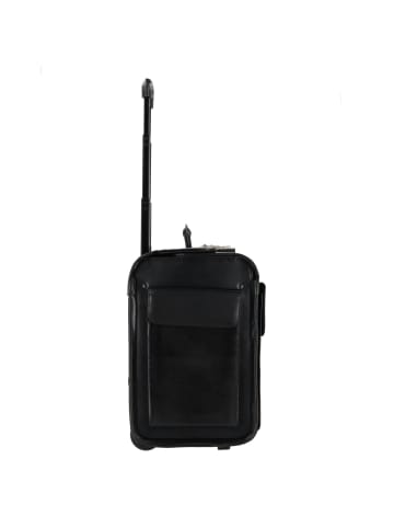 Dermata 2 Rollen Pilotentrolley Leder 39 cm in schwarz