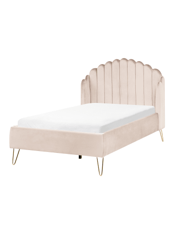 Beliani Doppelbett AMBILLOU in Beige/Gold - (W) 137 x (H) 126 x (L) 214 cm
