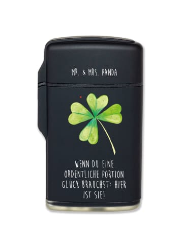 Mr. & Mrs. Panda sturmfeuerzeug Blume Kleeblatt mit Spruch in Schwarz