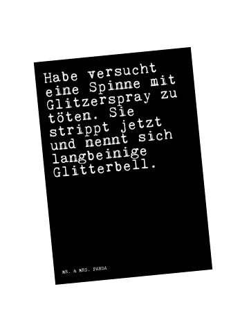 Mr. & Mrs. Panda Ansichtskarte Habe versucht eine Spinne... mit ... in Schwarz