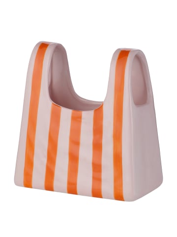 Butlers Vase SHOPPING BAG Streifen in Orange / Beige